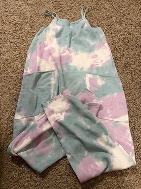 Grayson Threads Tie-Dye Pastel Jumpsuit in Mint, Lavender & White